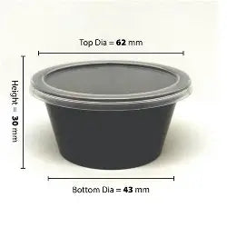 Bhagwati (00-50) - 50 ml Black Round Container with Lid Pack of 200