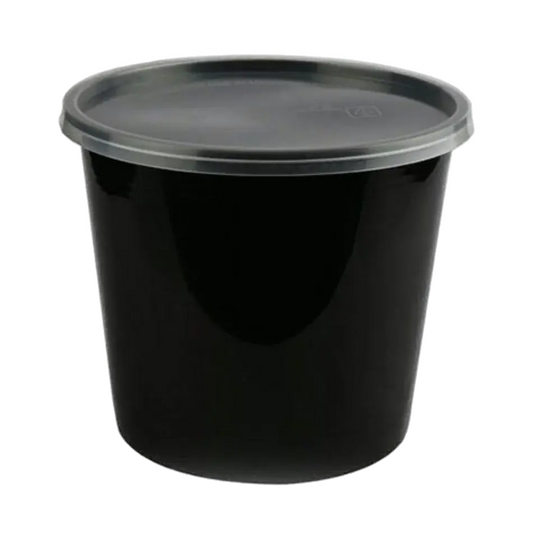 Khushi - Black Round Container with Lid, 2500 ml (Pack of 50)
